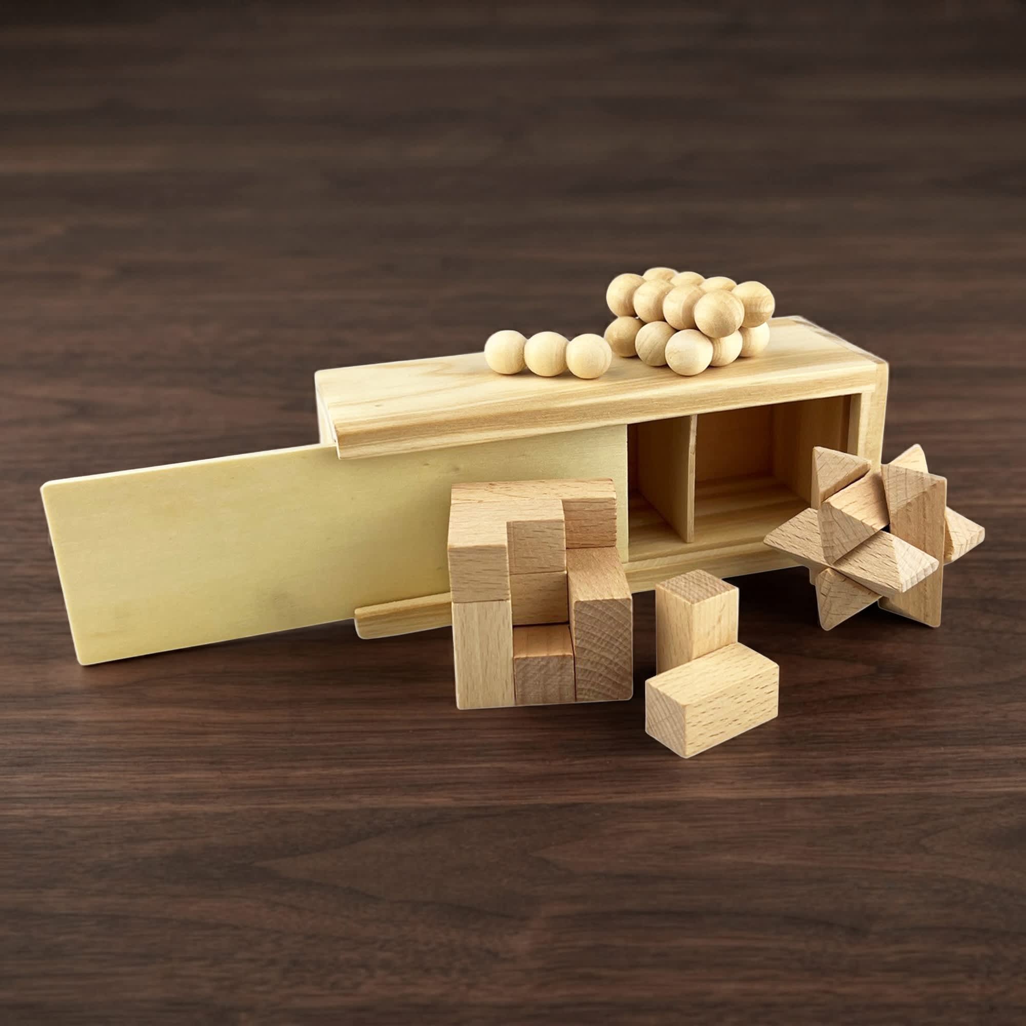 3 in 1 Wooden Brain Teaser