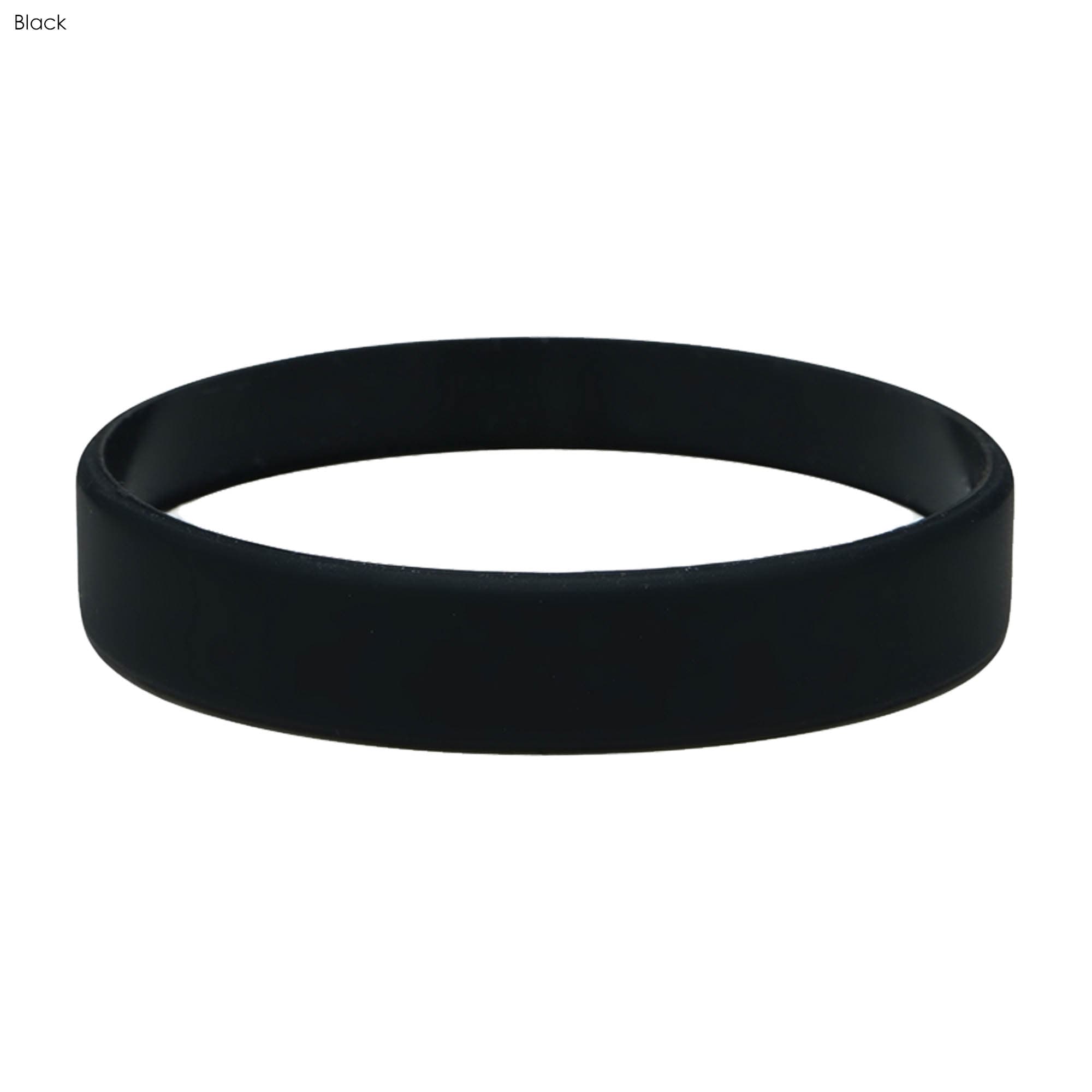 A black silicone wristband with a smooth texture, designed for exhibitions and events.