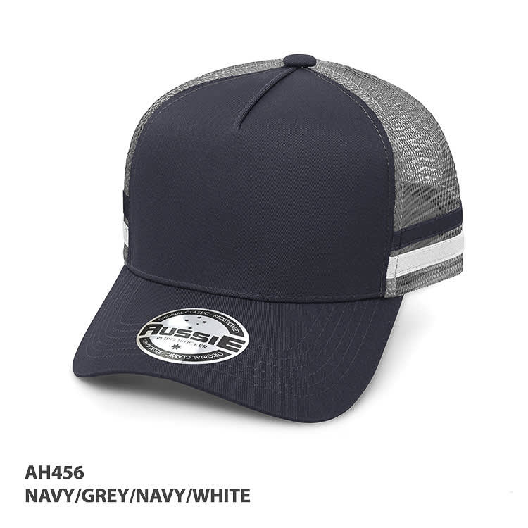AH456 - A-Frame Striped Trucker Cap