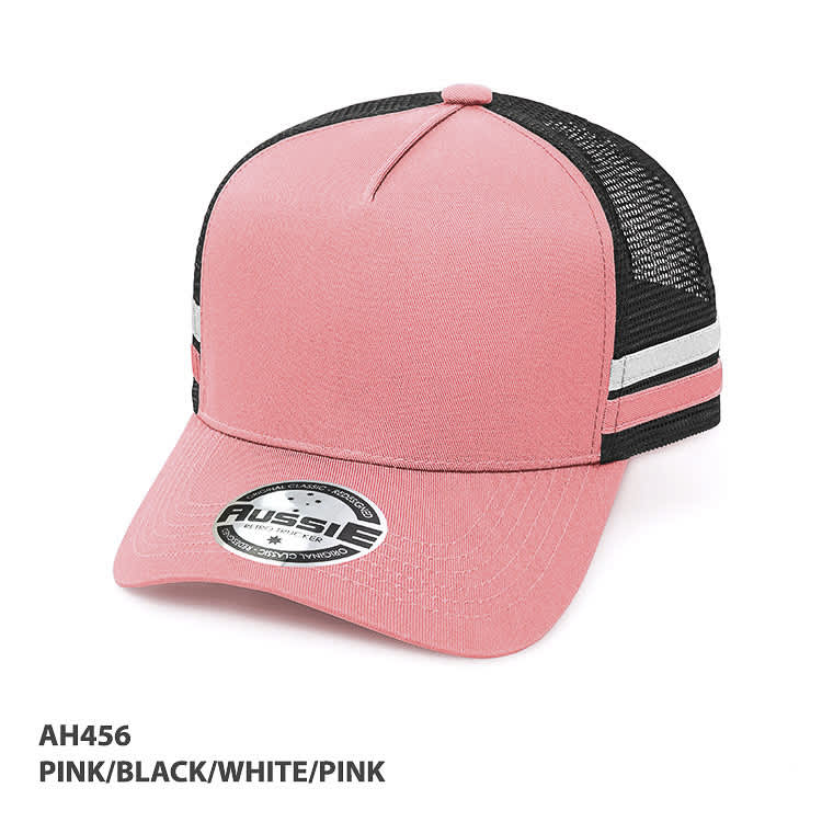 AH456 - A-Frame Striped Trucker Cap