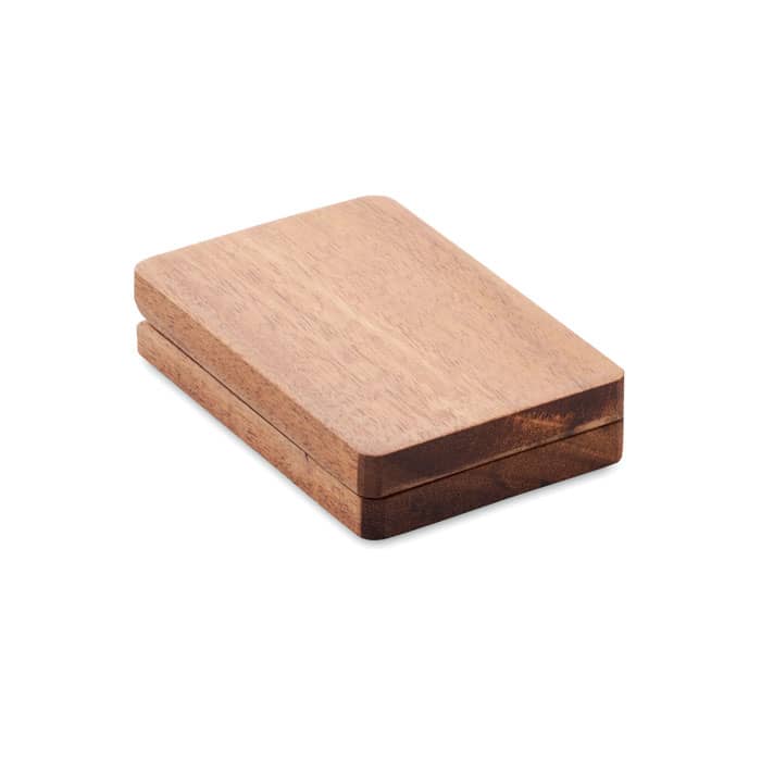 A wooden box with a smooth finish, featuring a natural wood colour and a simple rectangular design.