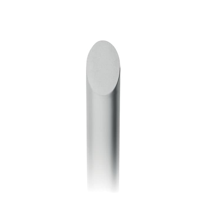 A drink bottle in a sleek silver design, featuring a rounded top and a simple, modern appearance.