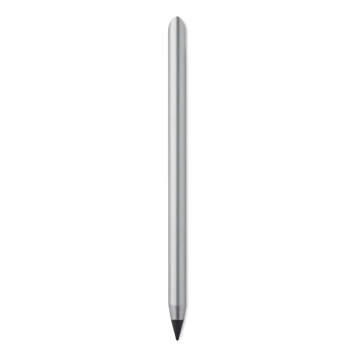 A sleek silver stylus with a tapered tip, featuring a simple, minimalistic design.