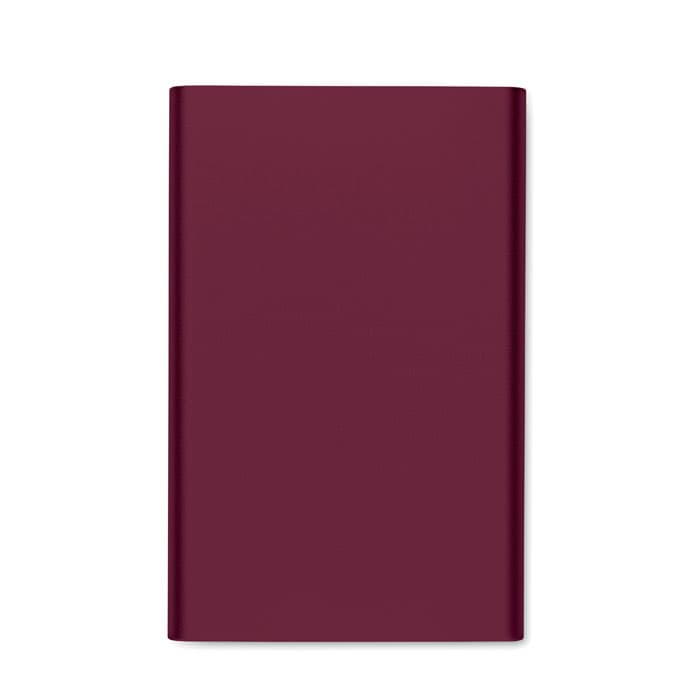 A drink bottle in a deep burgundy colour with a sleek, minimalist design and a branded logo.
