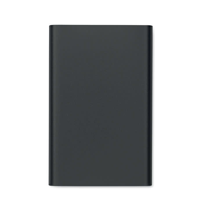 A drink bottle in a sleek, matte black finish with a minimalist design and a logo on the side.