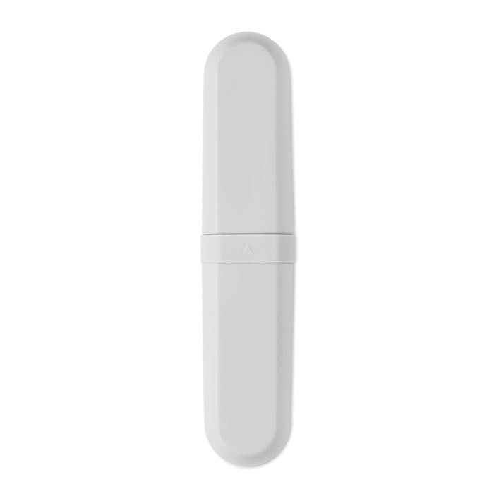 A drink bottle in a sleek white design, featuring a simple and modern shape with a logo.