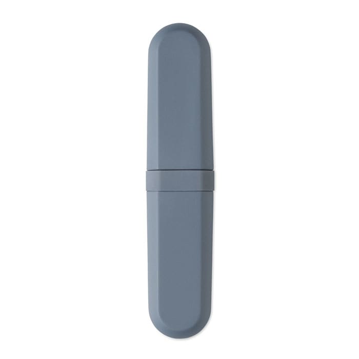 A drink bottle in a sleek design, featuring a grey colour and a minimalist shape. It has a logo on the surface.