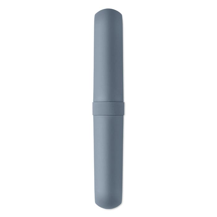A drink bottle in a matte grey finish with a streamlined design and a logo on its surface.