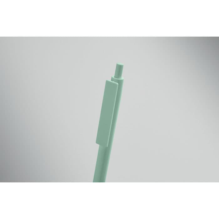 A drink bottle in a soft mint green colour with a sleek design and a branded logo.