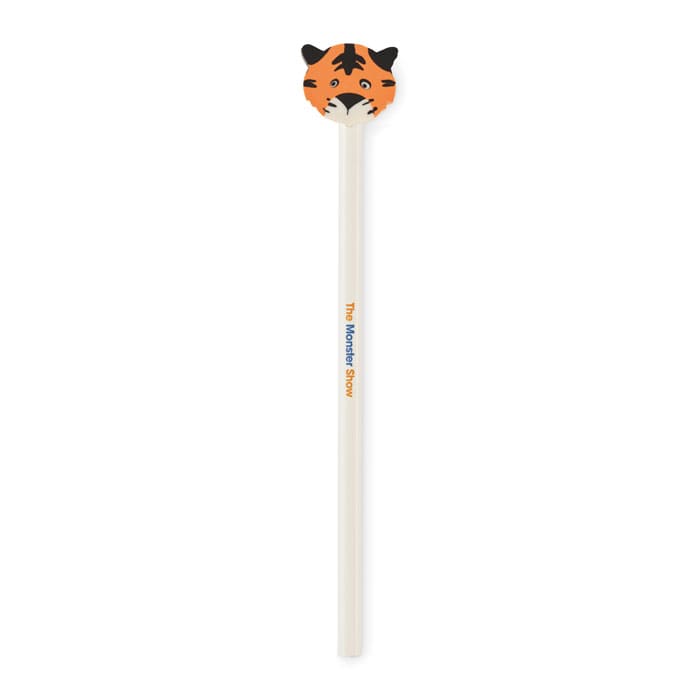 A drink bottle with a tiger head design, featuring white and orange colours, and a logo on the side.