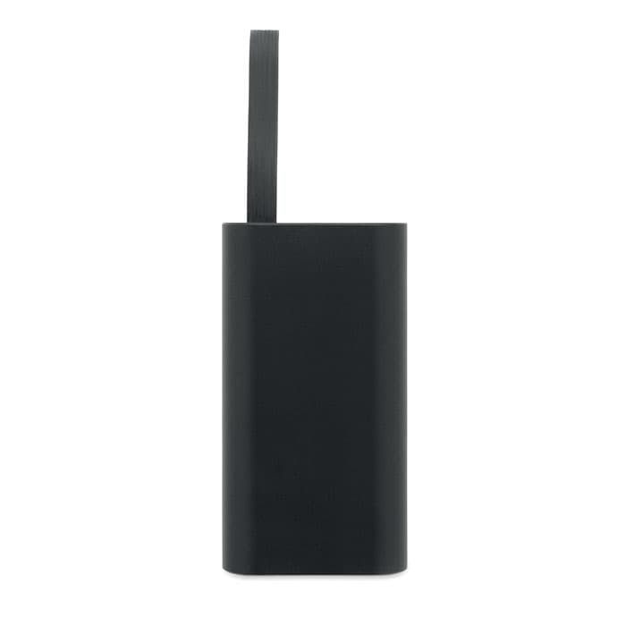 A drink bottle in matte black with a sleek cylindrical design and a sturdy handle. It features a logo.