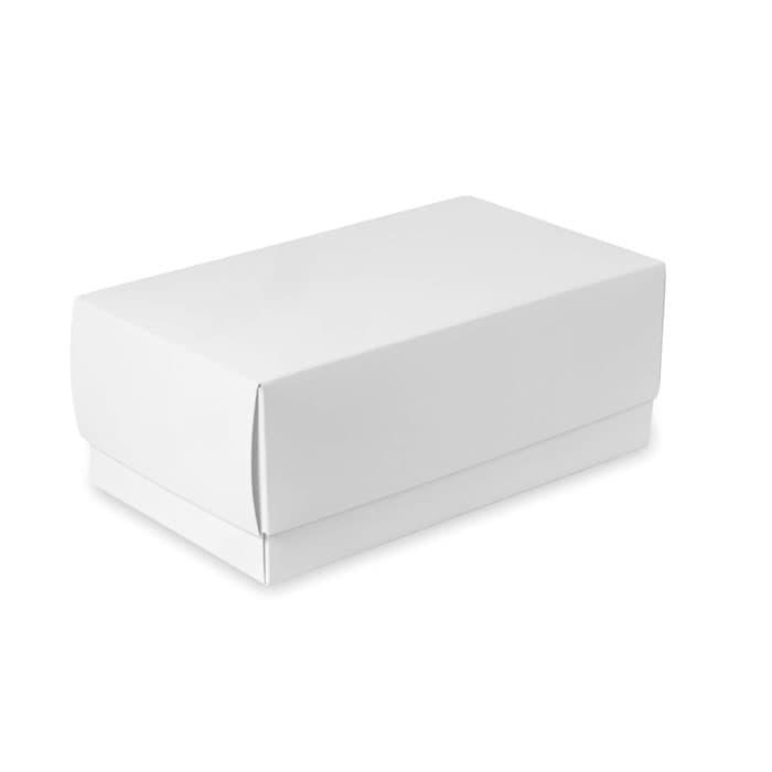 A white rectangular box with a lid, featuring clean edges and a smooth finish.