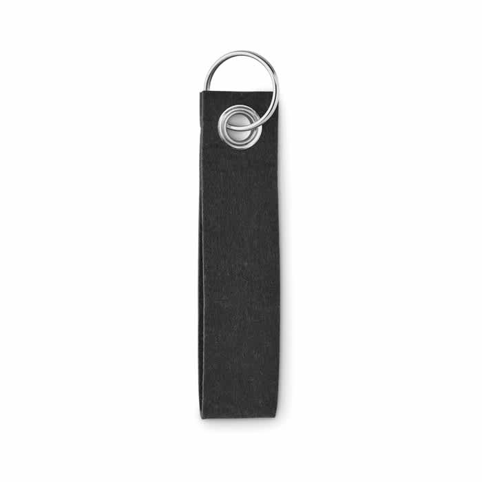 A drink bottle holder in black with a metal ring for attachment. The holder has a simple, sleek design.