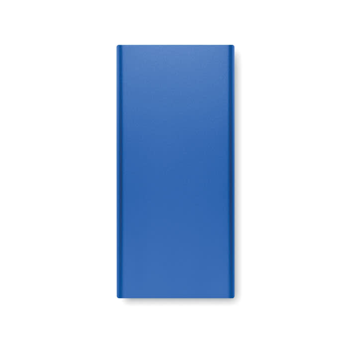 A blue drink bottle with a sleek design and a logo on its surface.