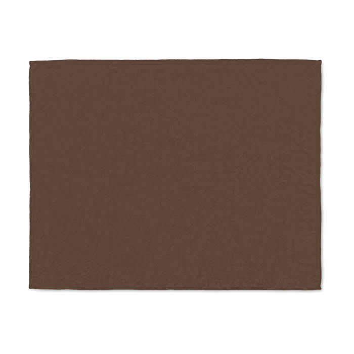 A brown placemat with a textured surface, featuring a simple rectangular shape.