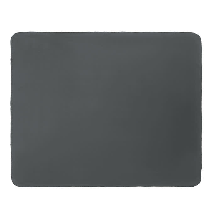 A grey placemat with rounded corners, featuring a smooth, matte surface. The item includes a subtle branding logo.