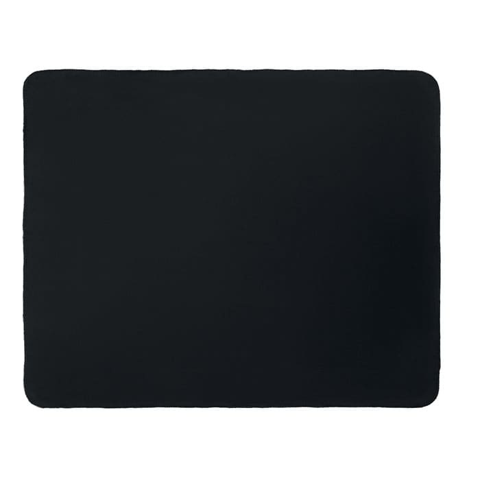 A black mouse pad with rounded edges, featuring a smooth surface and no visible branding.