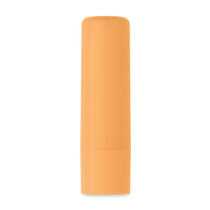 An orange drink bottle with a smooth finish and a round top, featuring a logo.