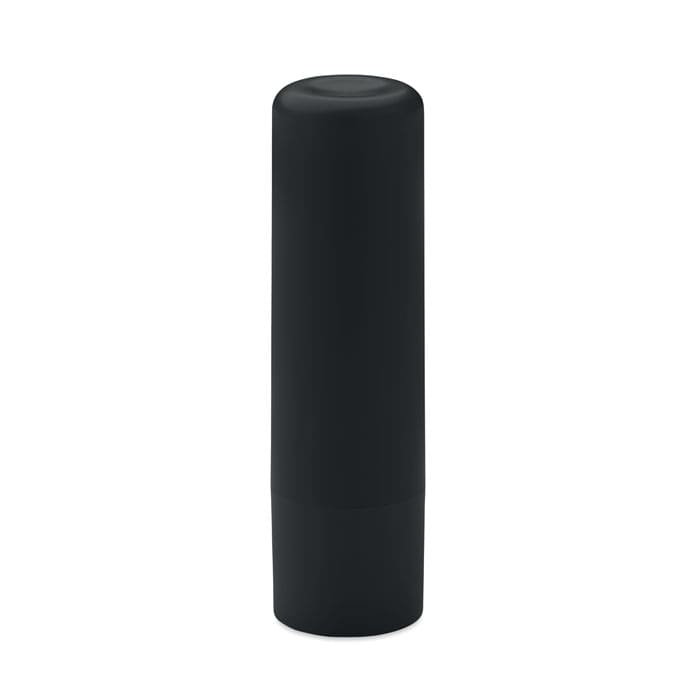 A drink bottle in matte black, featuring a sleek design and a rounded top, with a logo on the surface.