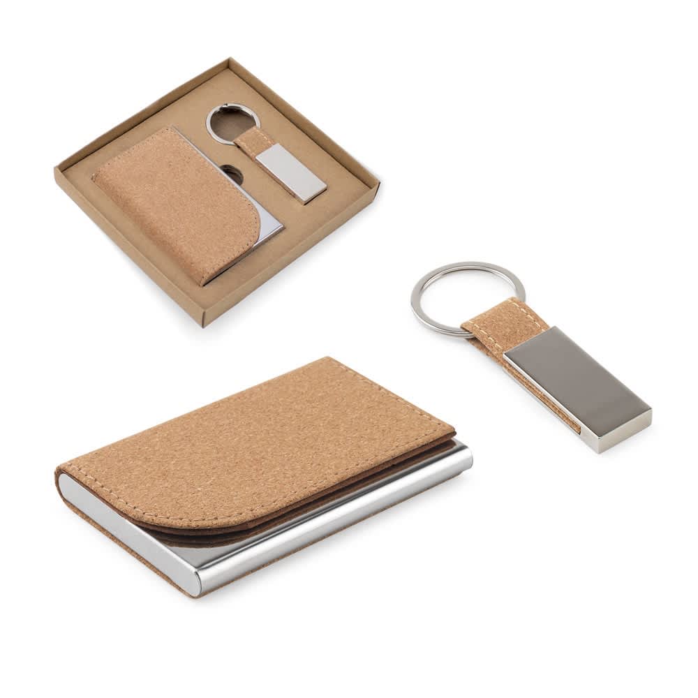 Gosling – Set consisting of a card holder and a key holder, both in metal and cork