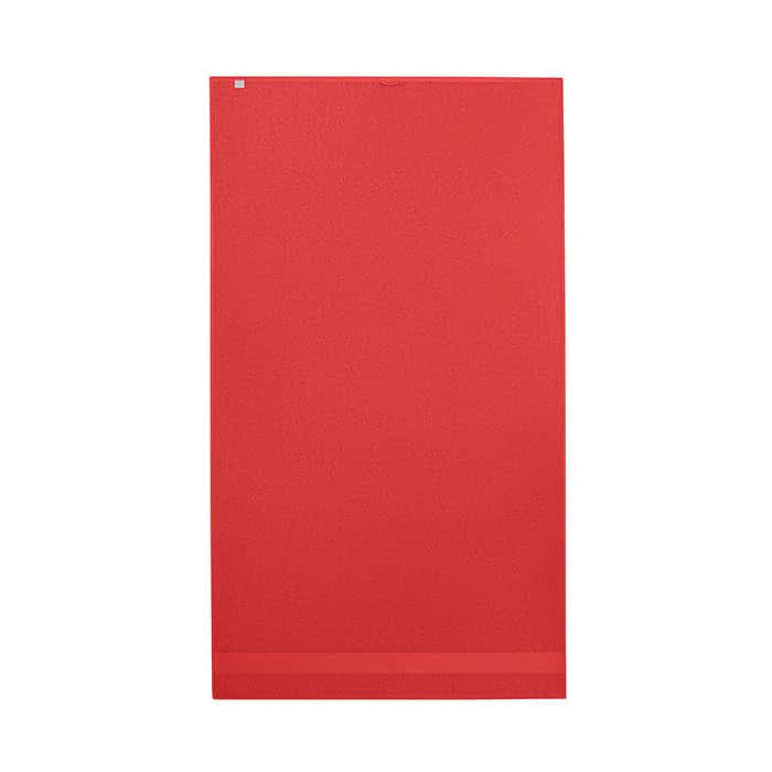 A red promotional product with a smooth surface and a logo at the top. Ideal for various uses.