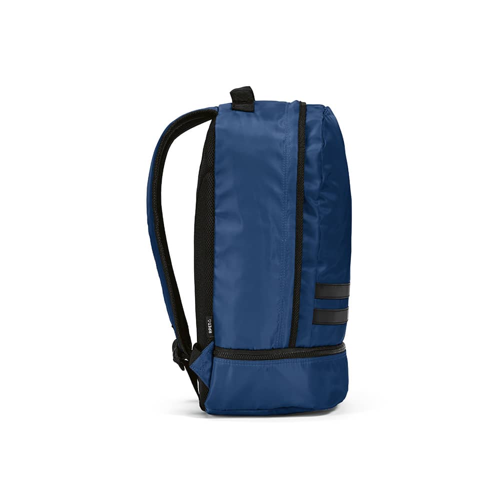 A blue Buenos Aires backpack featuring reflective front strips and black accents. It has adjustable shoulder straps.