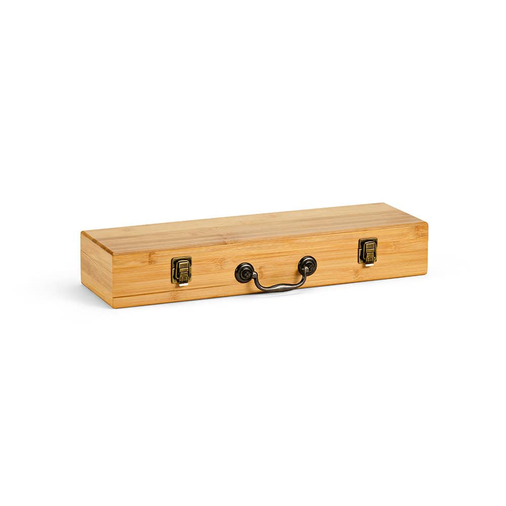 Turner Barbecue Set Bamboo. With Case, Tong, Fork & Spatula promotional product