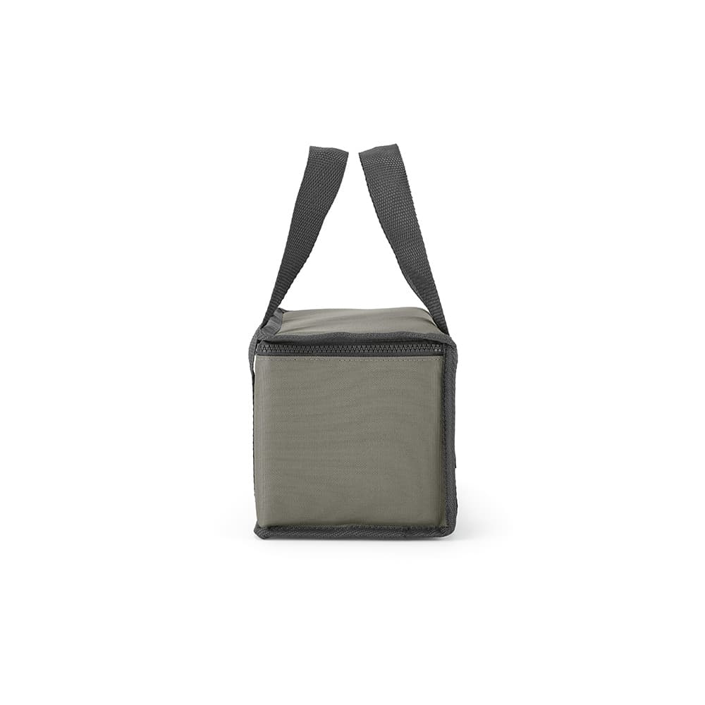 A grey, rectangular cooler bag with sturdy handles, designed for transporting drinks and food.