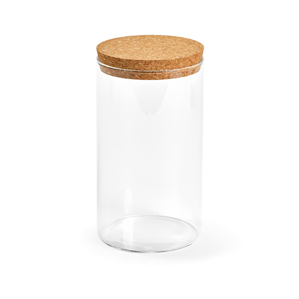 Magritte 1000 Canister Borosilicate Glass 1015ml. Cork lid promotional product