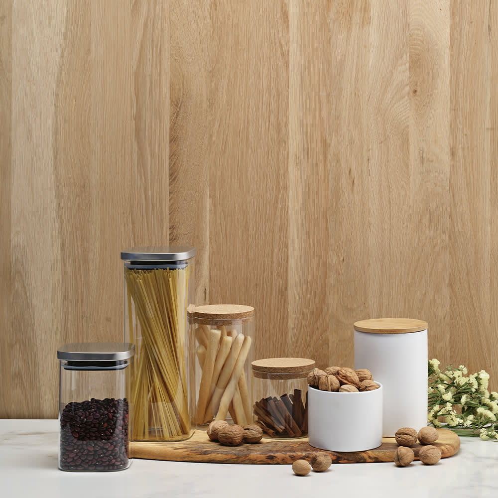 Magritte 500 Canister Borosilicate Glass 580ml. Cork lid promotional product