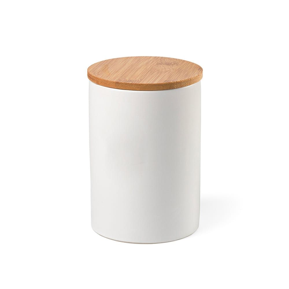 Munch 1000 Canister Ceramic 980ml. Bamboo lid promotional product