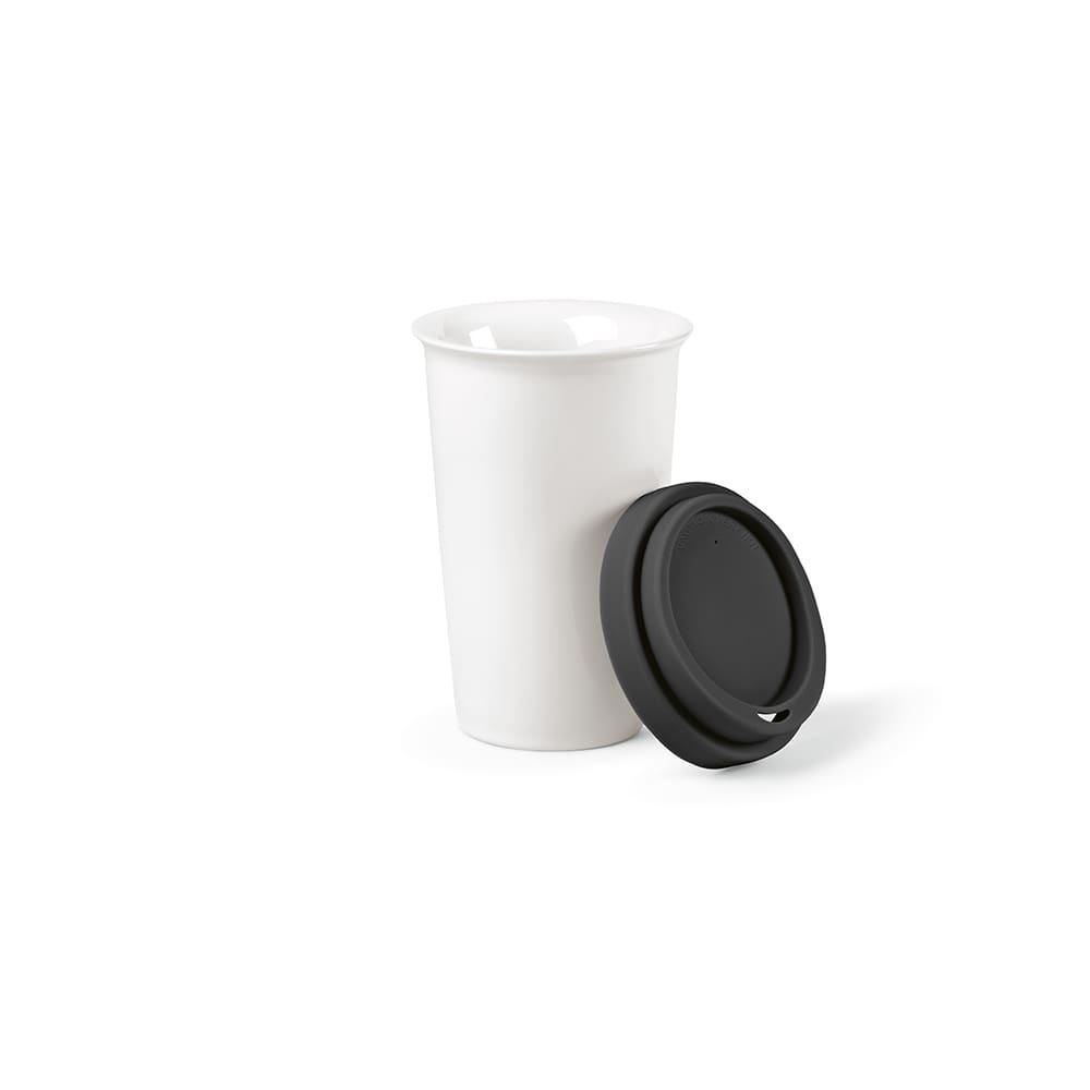 Tagus Travel Cup Ceramic 330ml. Double wall with coloured lid promotional product