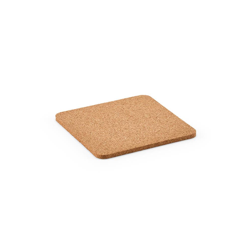 Vhils individual square cork coaster. Made in Portugal promotional product