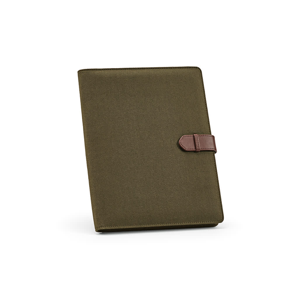 Eliot A4 Folder rCotton. 64 FSC® sheet notepad and rPU closure promotional product