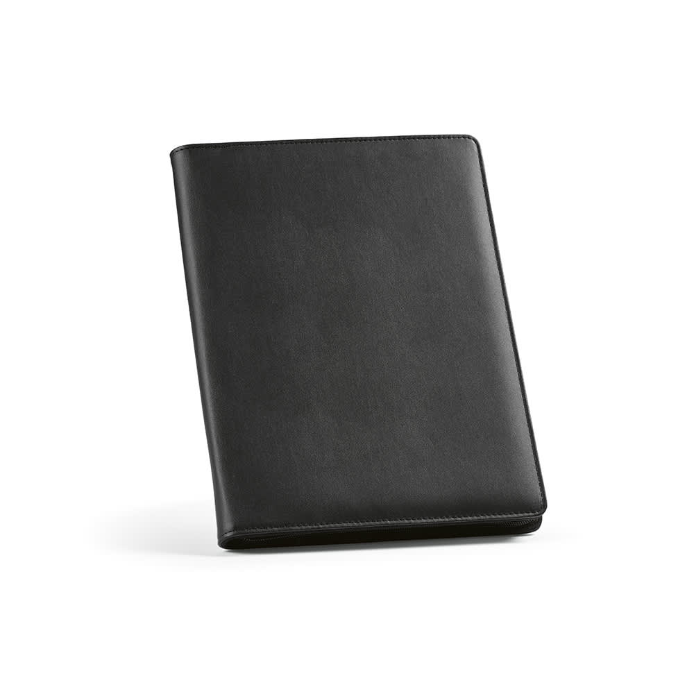 Orwell A4 Folder rPU. 64 FSC® sheet notepad and zipper closure promotional product