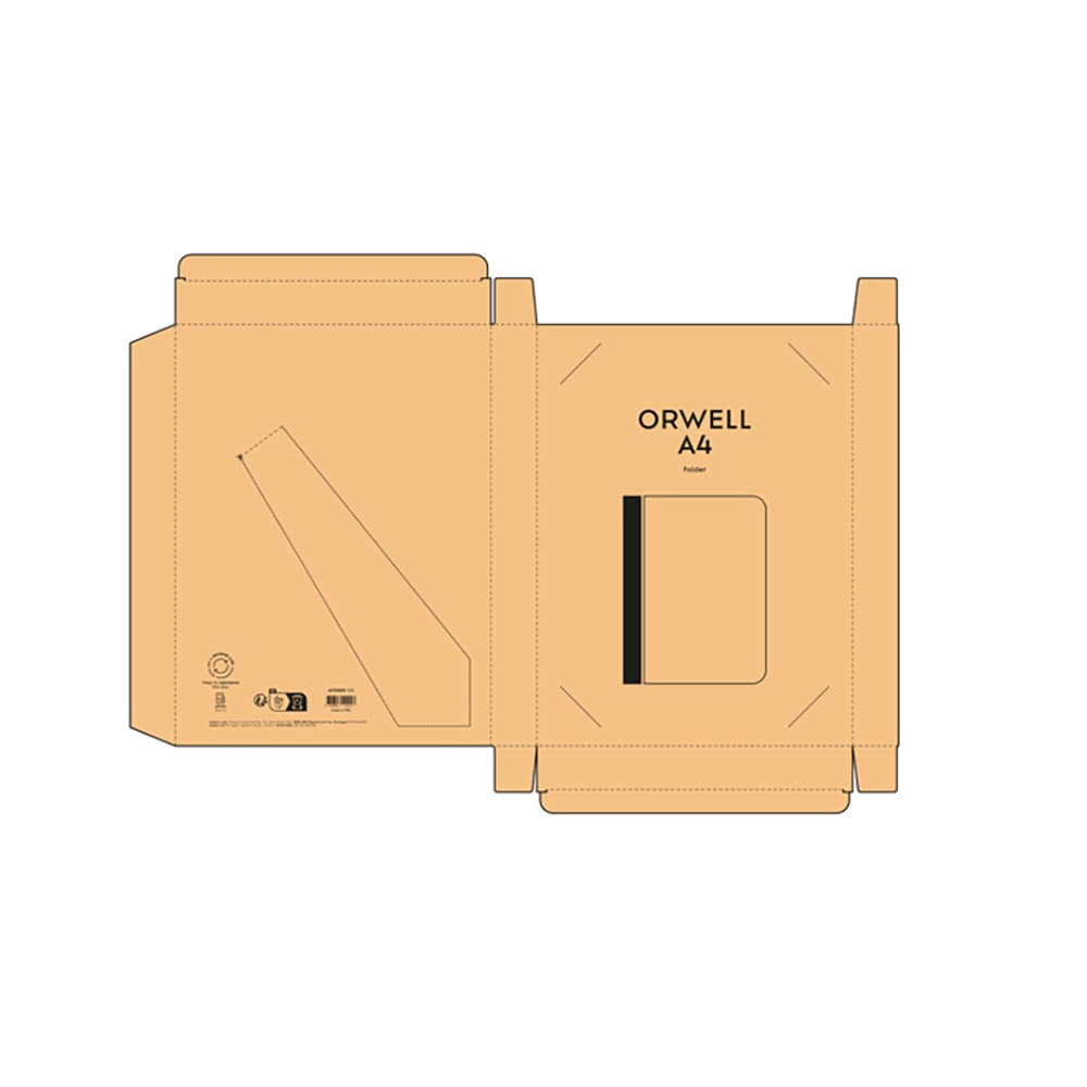 An A4 folder in a natural brown colour featuring a zipper closure and a notepad with a black band.
