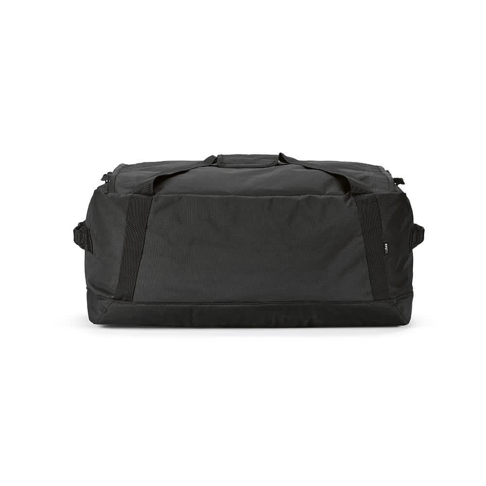 A black gym bag with reflective strips and sturdy handles. Made from rPET ripstop material.