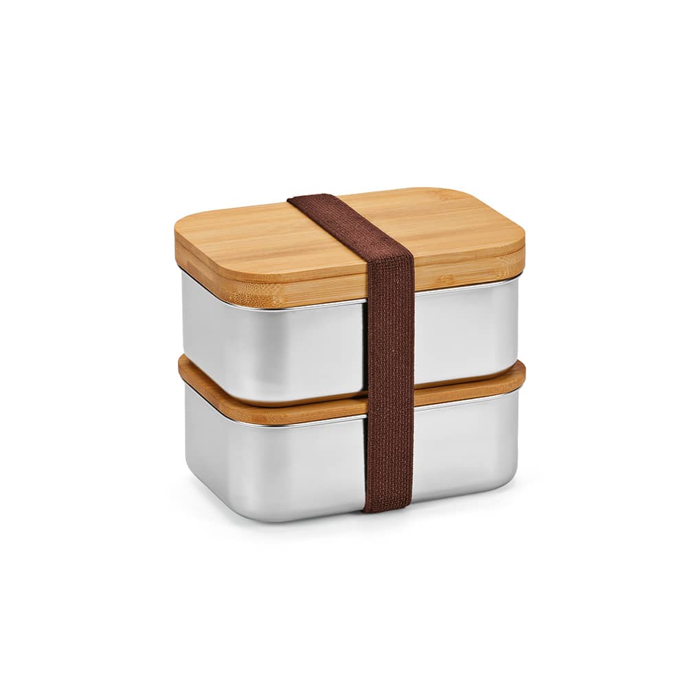 Vermeer Lunchbox rSS 1480ml with Bamboo lid and cutlery promotional product