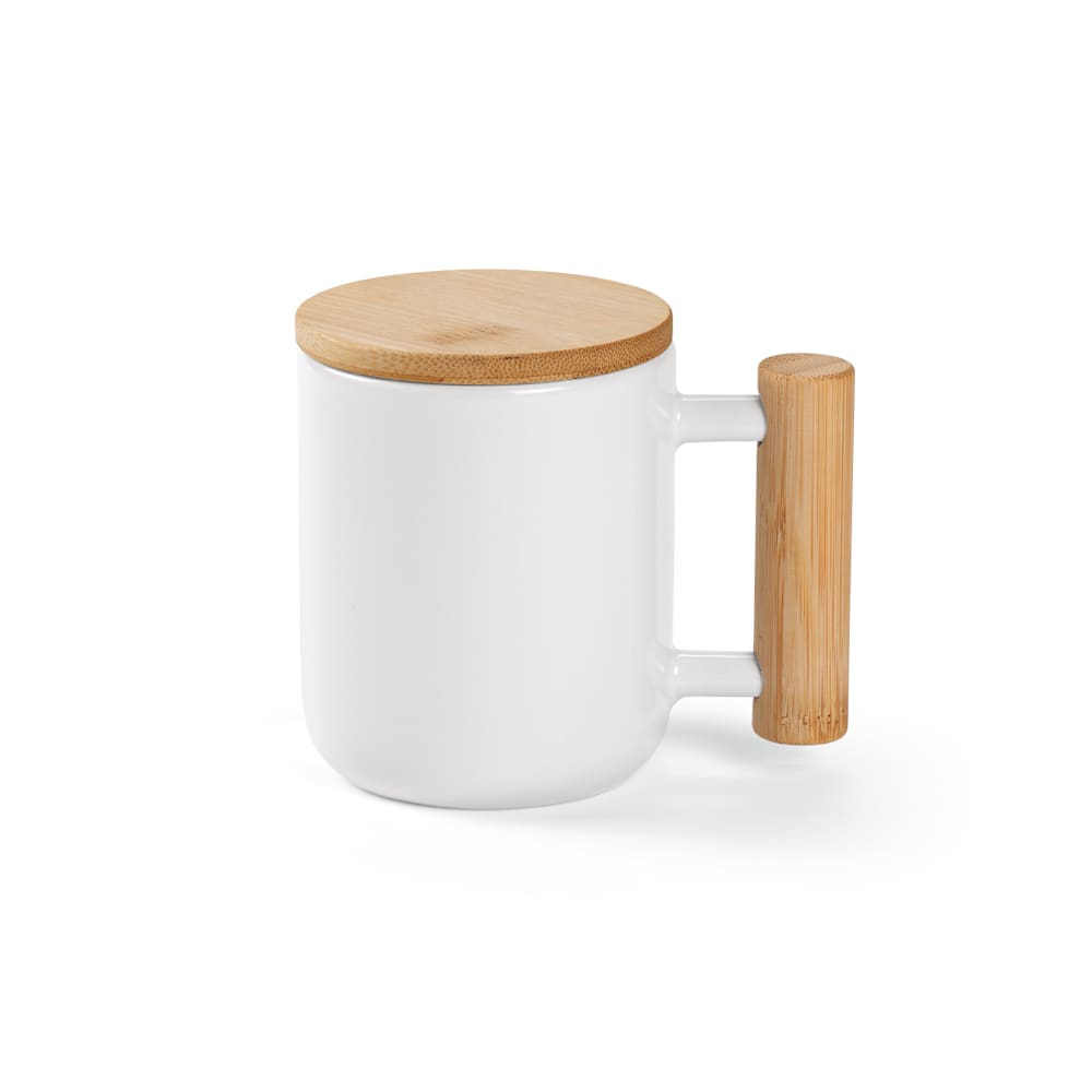 Douro Mug Ceramic, Bamboo lid and handle 380ml. Sublimation promotional product