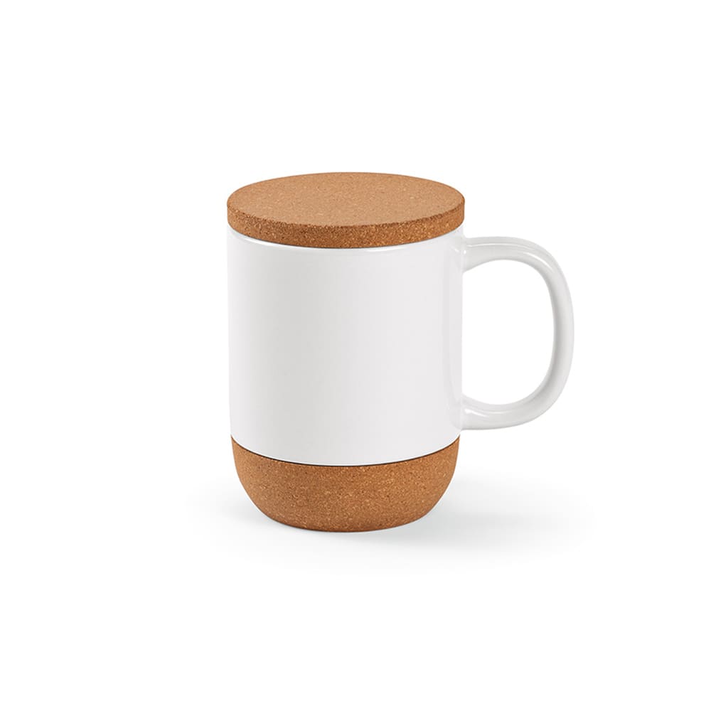 Ebro Mug Ceramic, Cork lid and base 380ml. Sublimation promotional product