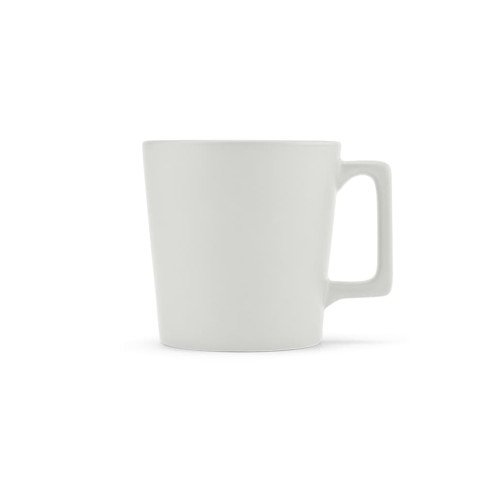 A ceramic mug in a matte white finish, featuring a sturdy handle and a capacity of 360ml.