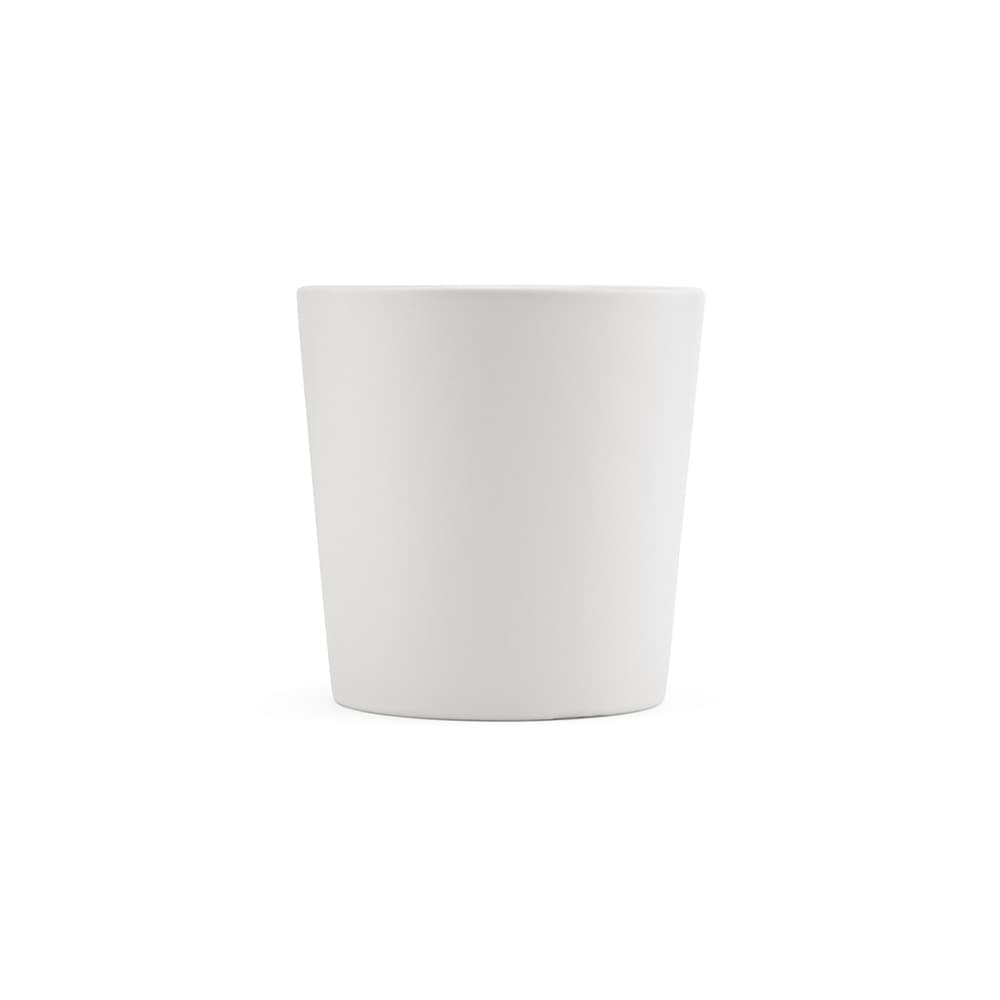 A ceramic mug with a matt white finish, featuring a rounded shape and a capacity of 360ml.