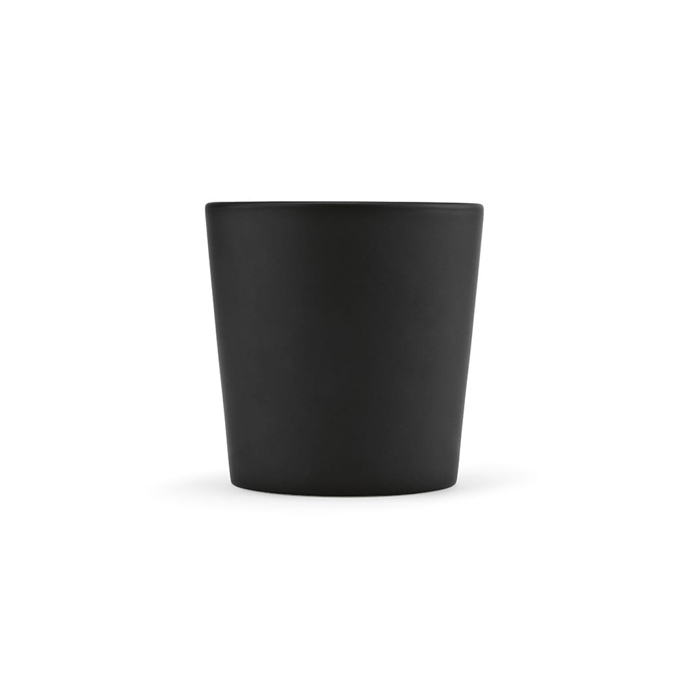 A ceramic mug with a matt black finish, featuring a simple and sleek design. Holds 360ml of liquid.