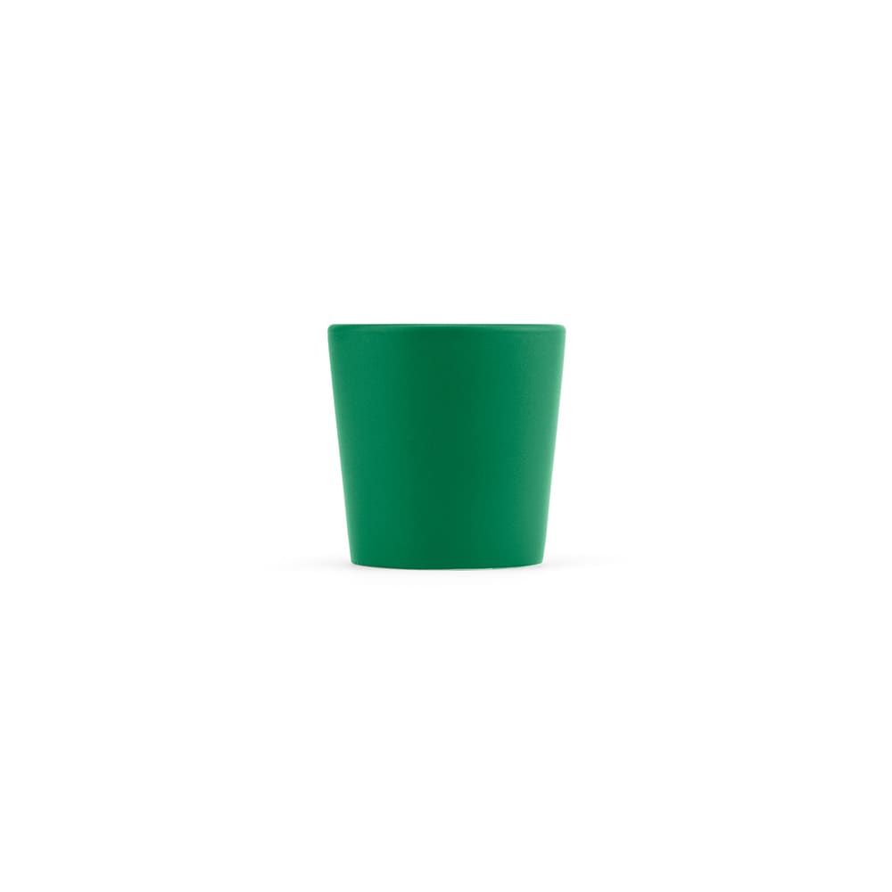 A green ceramic mug with a matt finish, featuring a simple design and no visible branding.