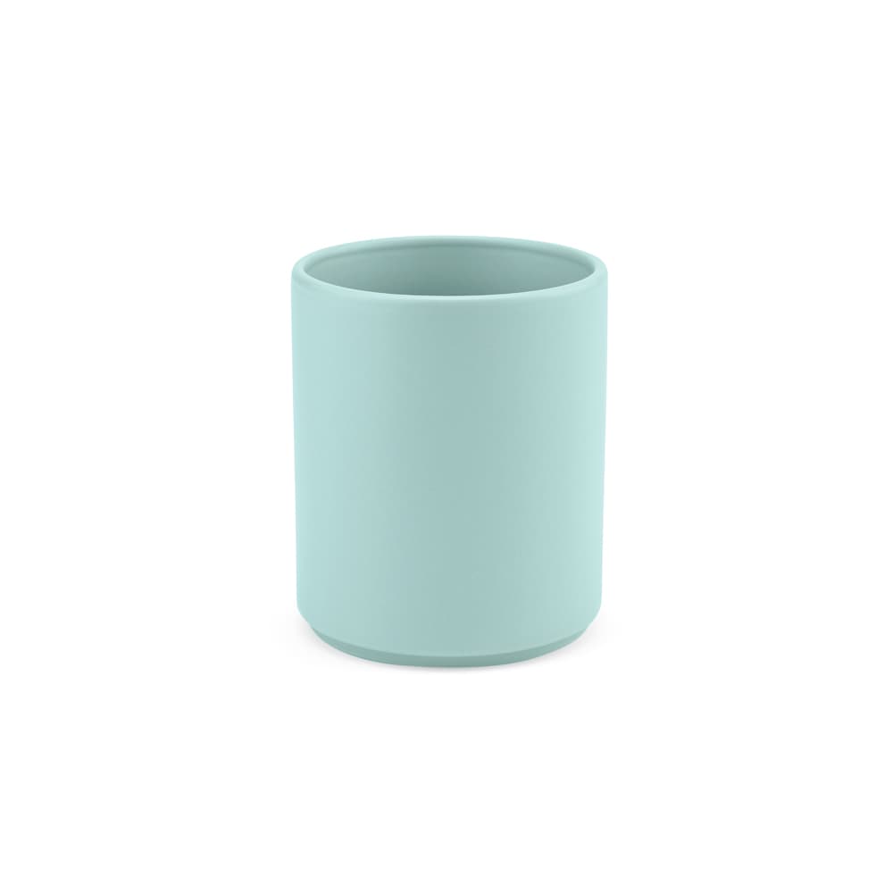 A ceramic mug in a matte finish, featuring a soft mint green colour and a simple round design.