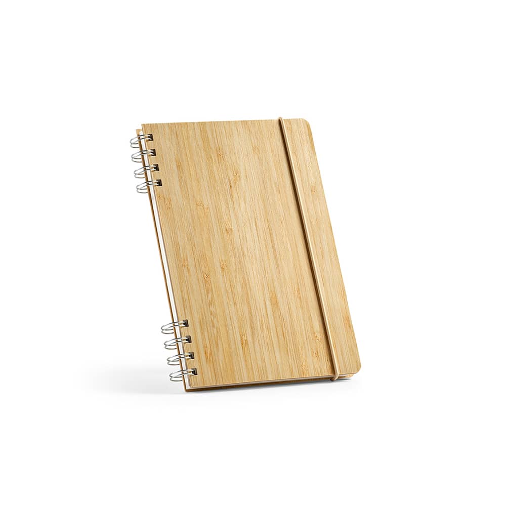 Dante A5 Notebook Bamboo cover. 70gsm Recycled 196 pages promotional product