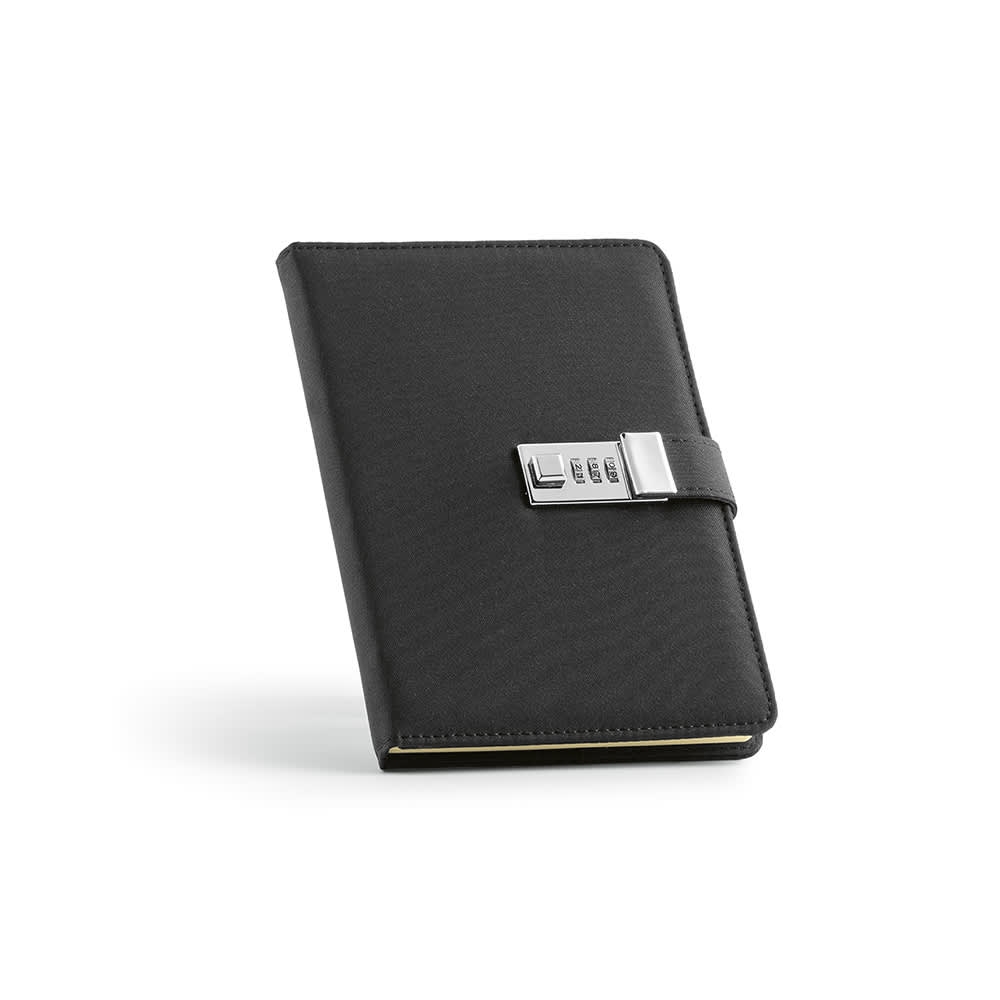 Melville A5 Notebook rPET. Metal lock and 70gsm FSC®192 pages promotional product