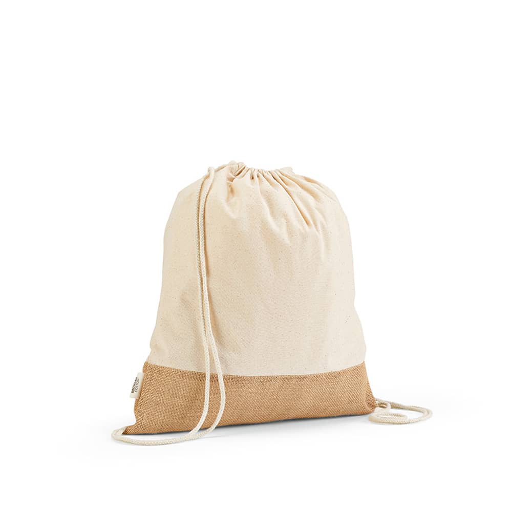 Denali Drawstring Bag rCotton 180gsm and Jute 275gsm promotional product