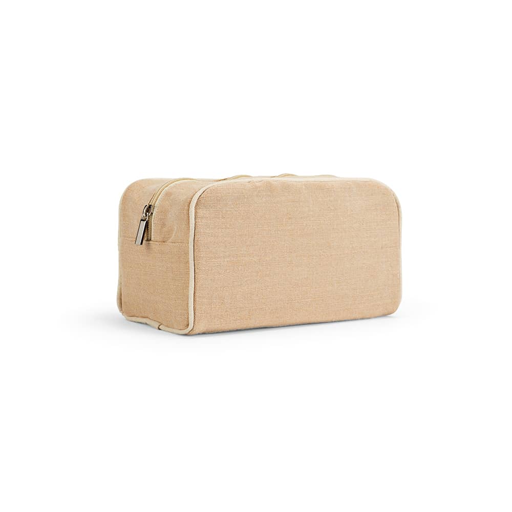 Rio Toiletry Bag 260 gsm Jute with zipper promotional product