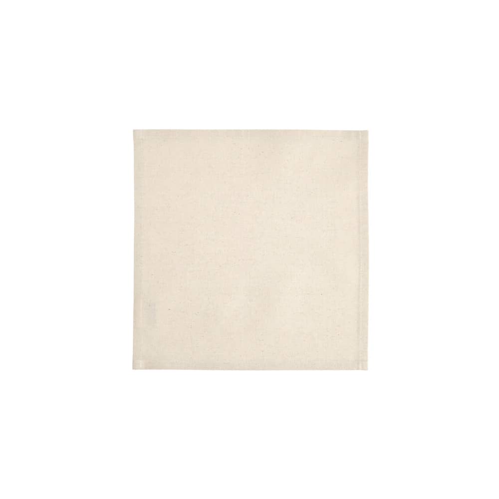 A square placemat in a light cream colour made from 180gsm cotton, featuring a simple design and a brand logo.